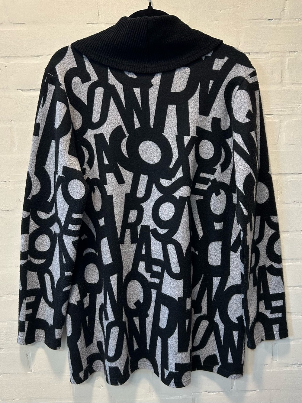 Trisha Tyler Alphabet Print Cowl Neck Sweater Knit XL Teacher Style Cozy Core - Picture 5 of 7